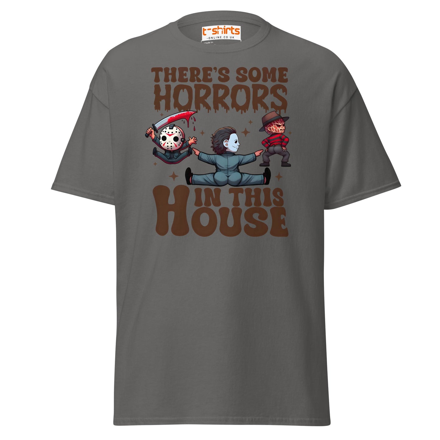 There’s Some Horrors T-Shirt | Funny Halloween Tee - Charcoal - T-Shirts Online