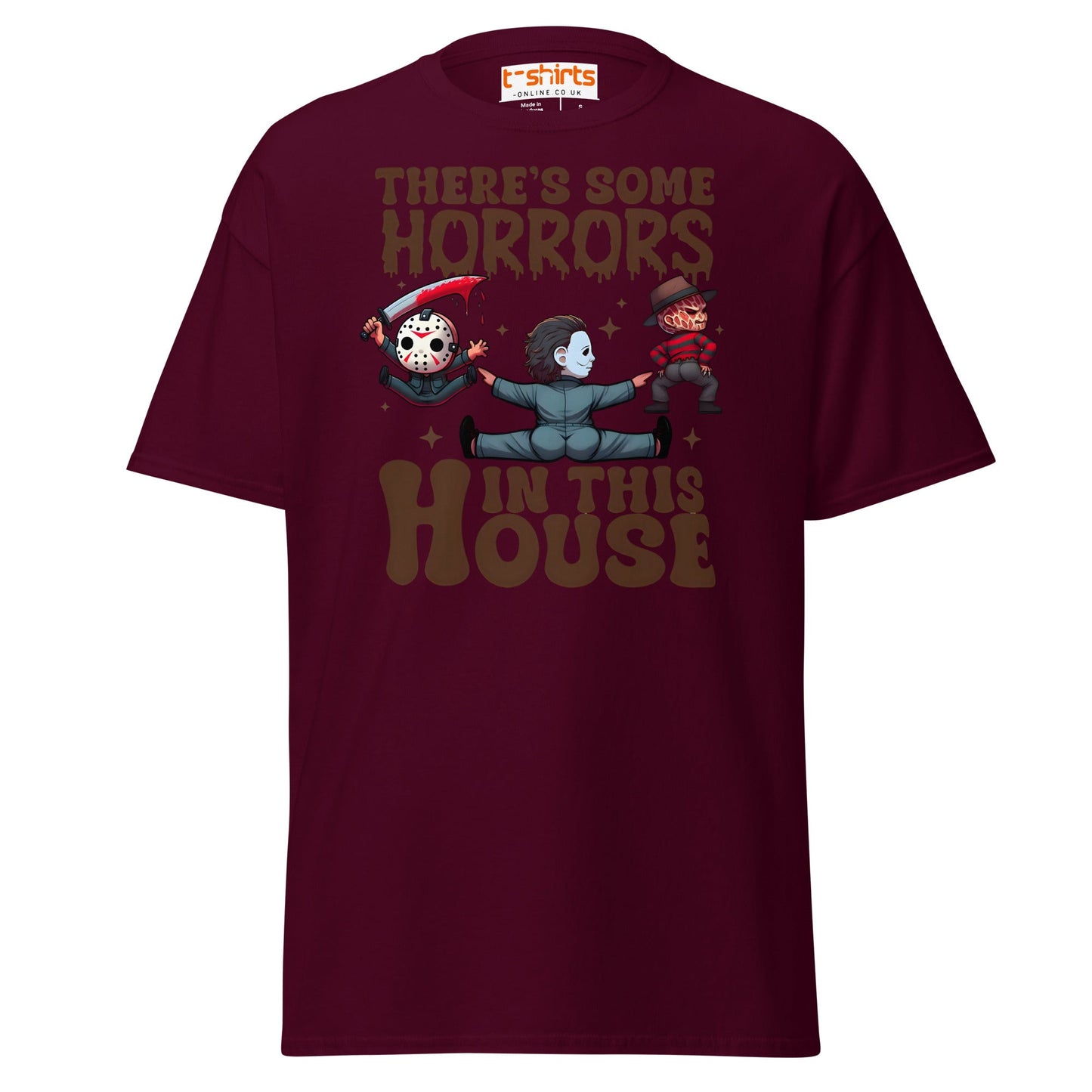 There’s Some Horrors T-Shirt | Funny Halloween Tee - Maroon - T-Shirts Online