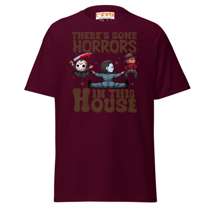 There’s Some Horrors T-Shirt | Funny Halloween Tee - Maroon - T-Shirts Online