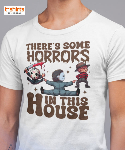 There’s Some Horrors T-Shirt | Funny Halloween Tee - Maroon - T-Shirts Online