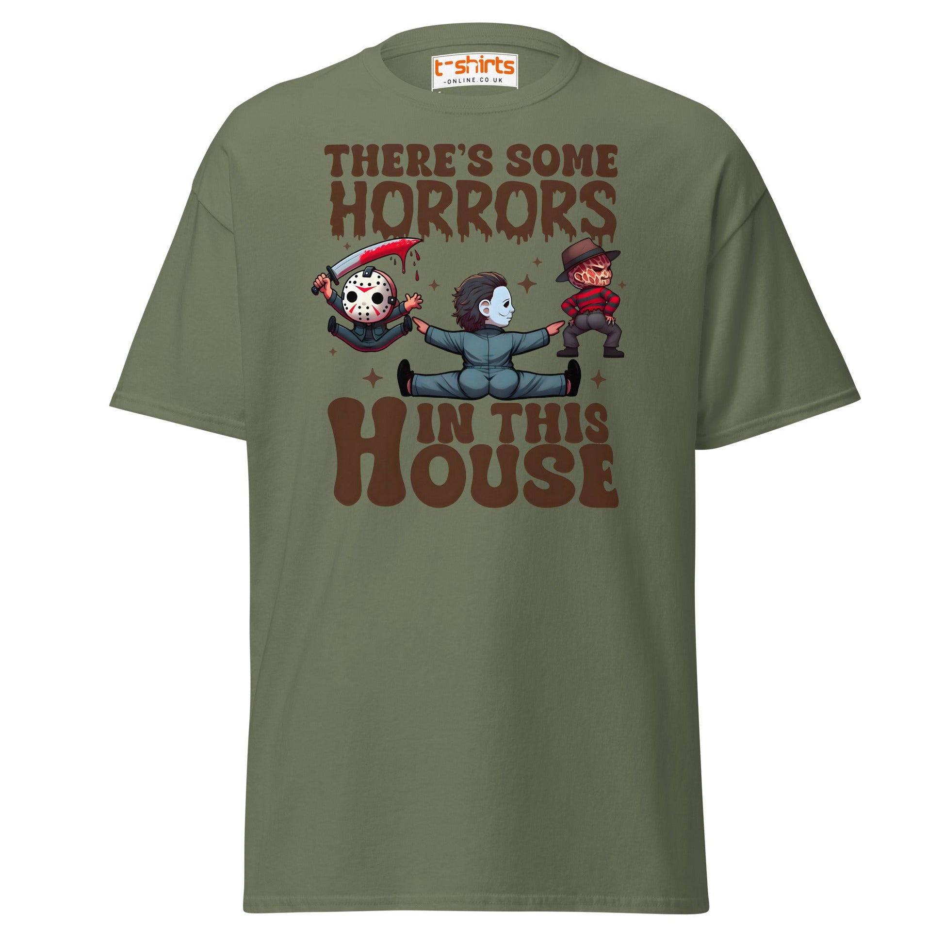 There’s Some Horrors T-Shirt | Funny Halloween Tee - Military Green - T-Shirts Online
