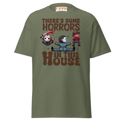 There’s Some Horrors T-Shirt | Funny Halloween Tee - Military Green - T-Shirts Online