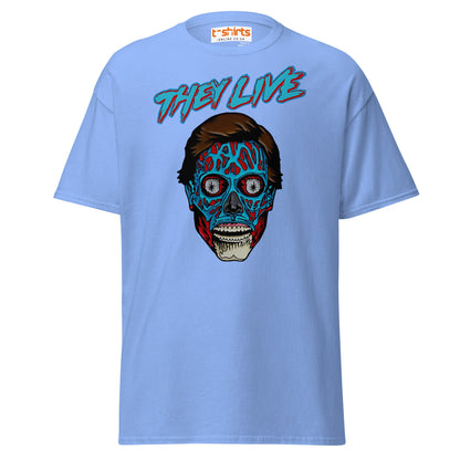 They Live Alien T-Shirt | Retro Sci - Fi Horror Tee - Carolina Blue - T-Shirts Online