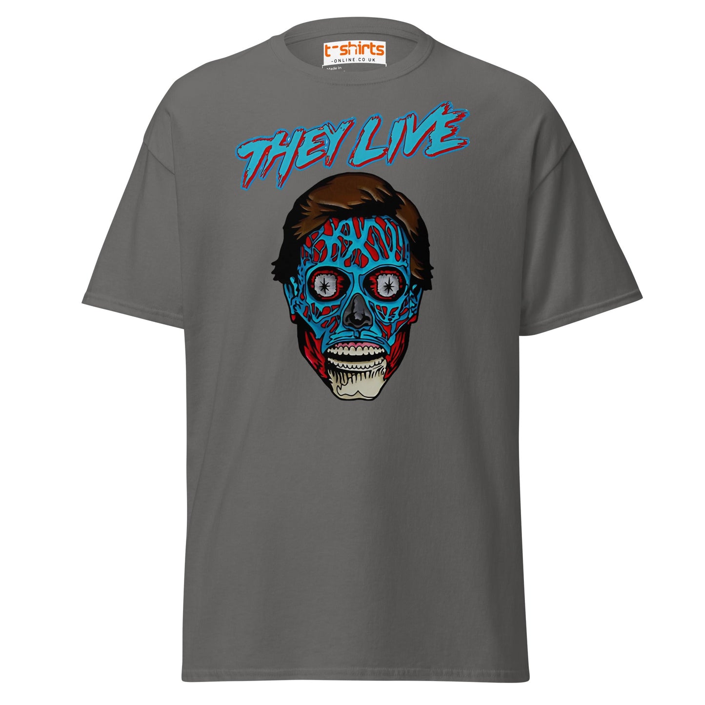 They Live Alien T-Shirt | Retro Sci - Fi Horror Tee - Charcoal - T-Shirts Online