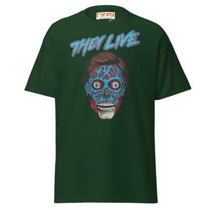 They Live Alien T-Shirt | Retro Sci - Fi Horror Tee - Forest Green - T-Shirts Online