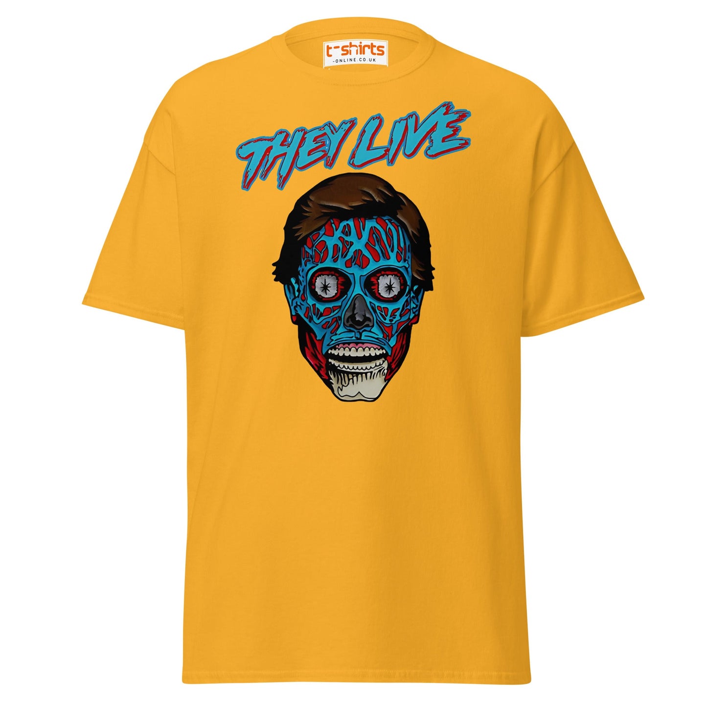 They Live Alien T-Shirt | Retro Sci - Fi Horror Tee - Gold - T-Shirts Online