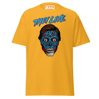 They Live Alien T-Shirt | Retro Sci - Fi Horror Tee - Gold - T-Shirts Online