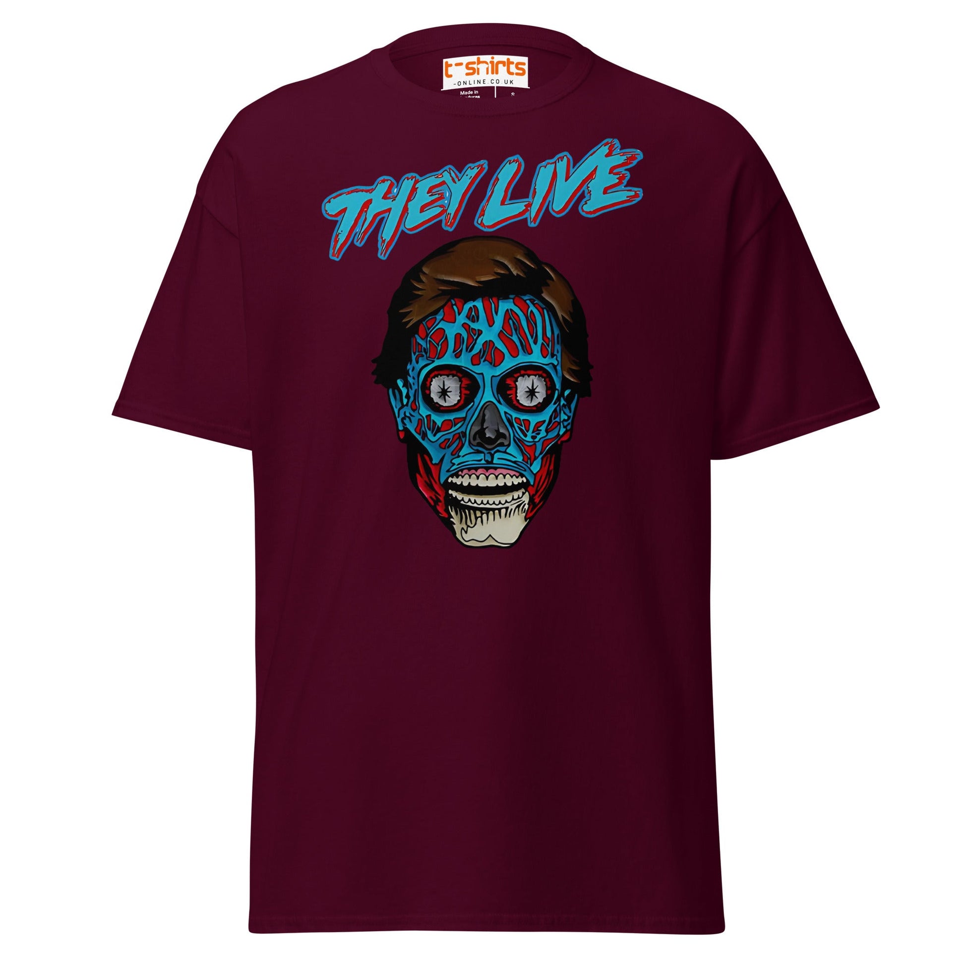 They Live Alien T-Shirt | Retro Sci - Fi Horror Tee - Maroon - T-Shirts Online
