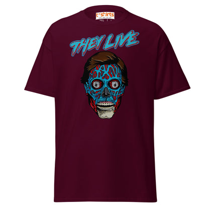 They Live Alien T-Shirt | Retro Sci - Fi Horror Tee - Maroon - T-Shirts Online