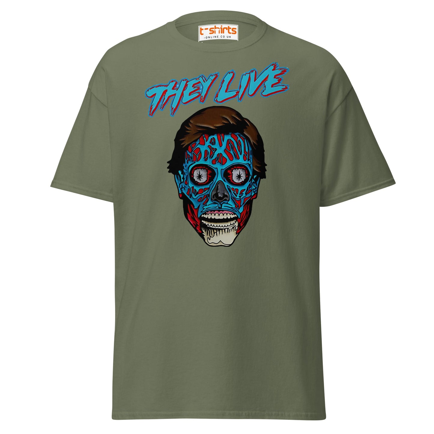 They Live Alien T-Shirt | Retro Sci - Fi Horror Tee - Military Green - T-Shirts Online