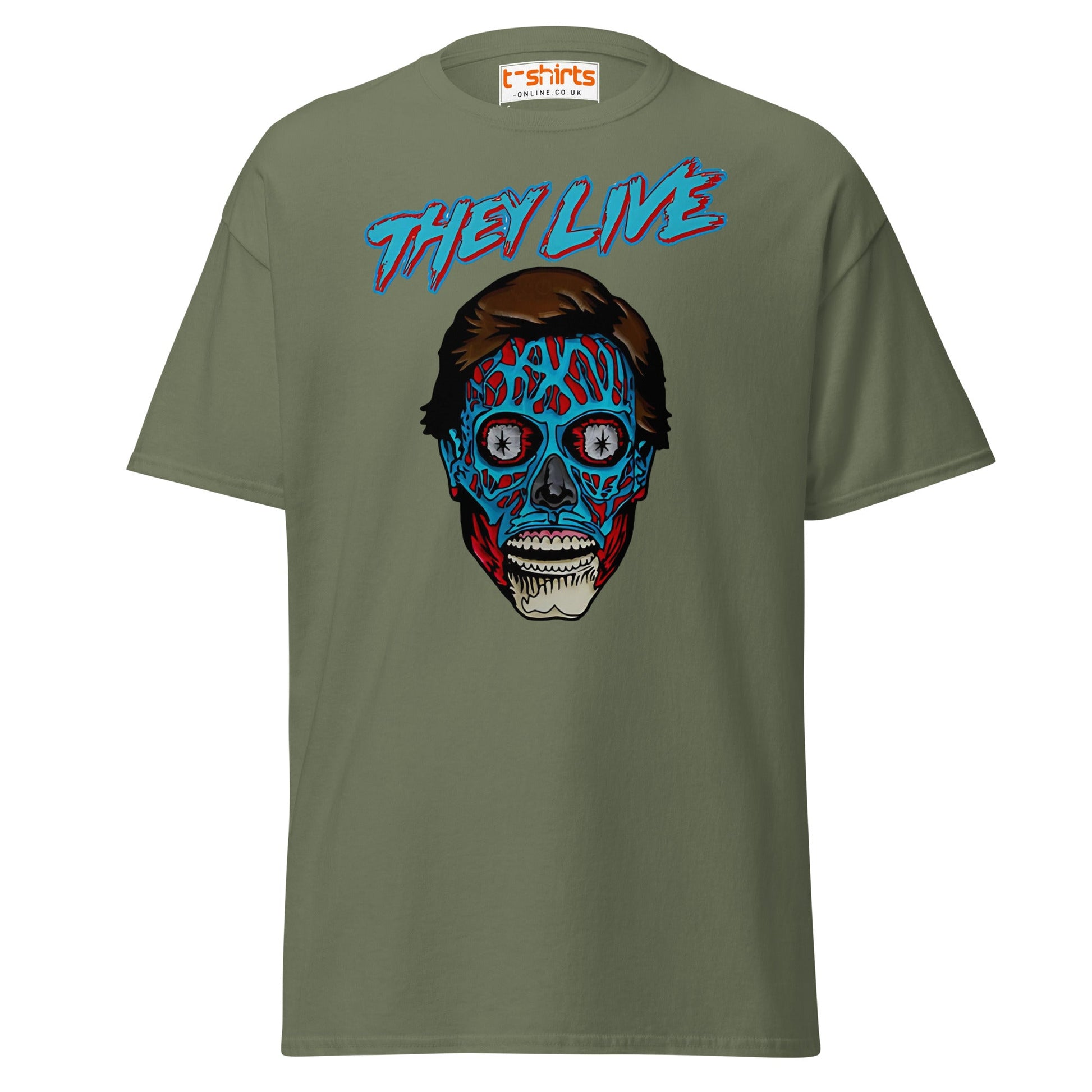 They Live Alien T-Shirt | Retro Sci - Fi Horror Tee - Military Green - T-Shirts Online