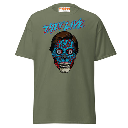 They Live Alien T-Shirt | Retro Sci - Fi Horror Tee - Military Green - T-Shirts Online