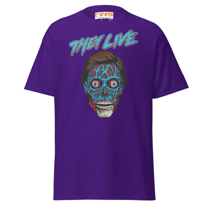 They Live Alien T-Shirt | Retro Sci - Fi Horror Tee - Purple - T-Shirts Online