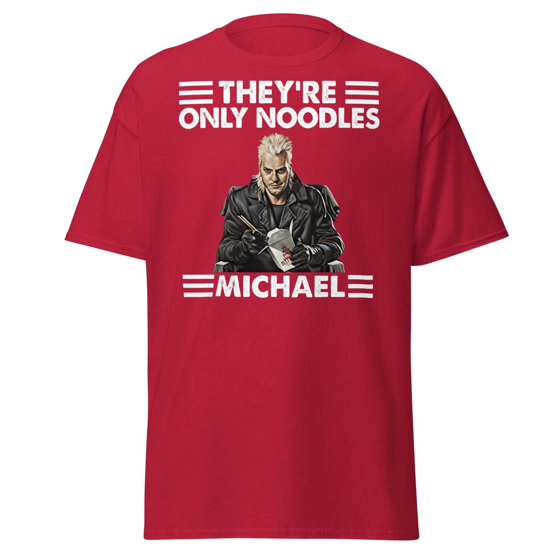They're Only Noodles Michael Shirt | Cult Horror Movie Tee - Cardinal - T-Shirts Online