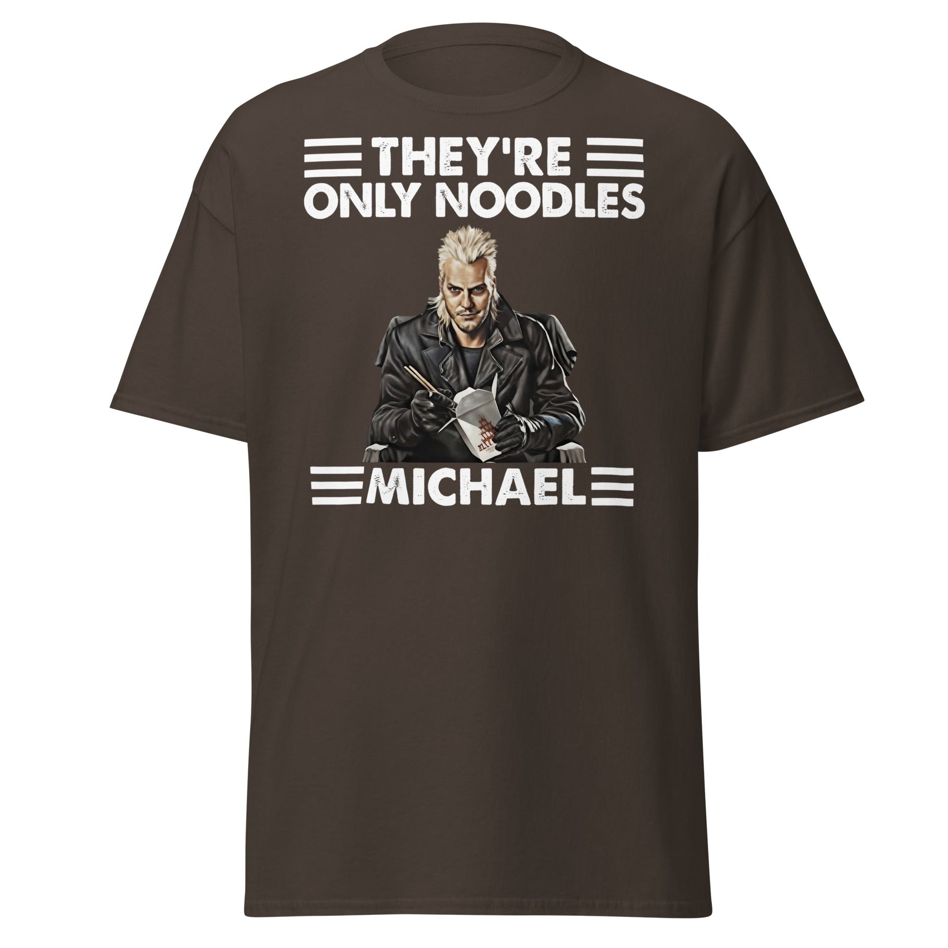 They're Only Noodles Michael Shirt | Cult Horror Movie Tee - Dark Chocolate - T-Shirts Online