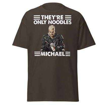 They're Only Noodles Michael Shirt | Cult Horror Movie Tee - Dark Chocolate - T-Shirts Online