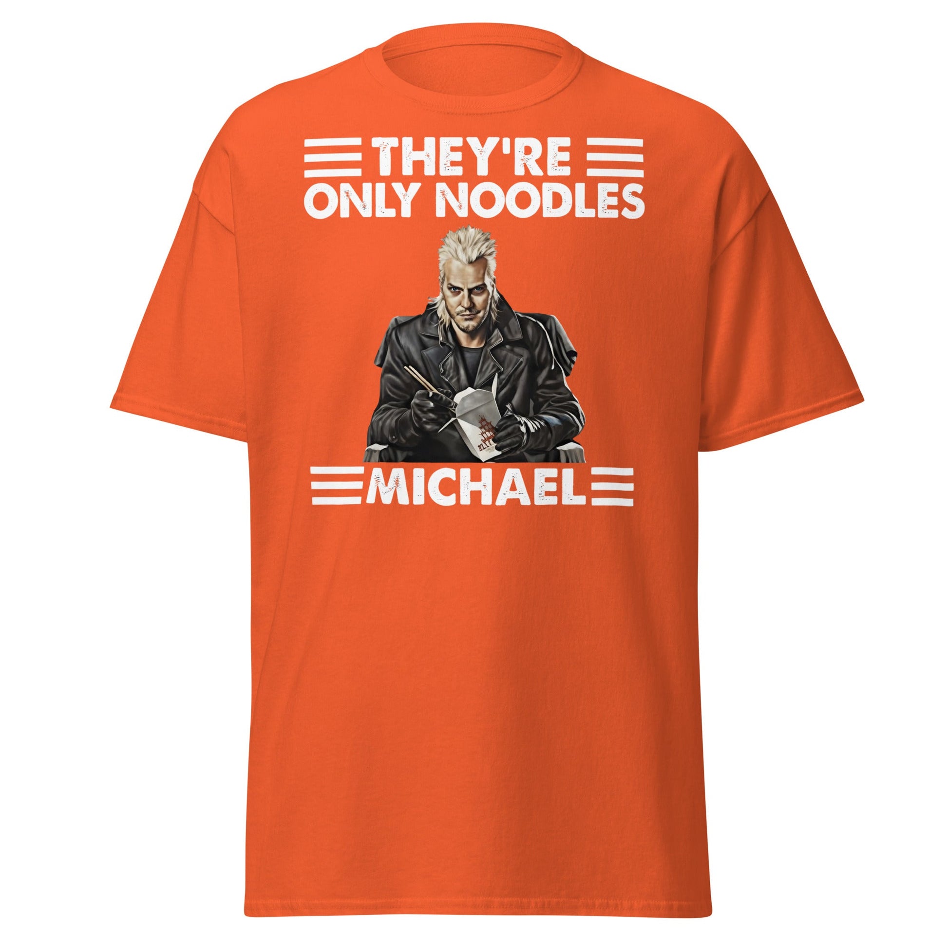 They're Only Noodles Michael Shirt | Cult Horror Movie Tee - Orange - T-Shirts Online