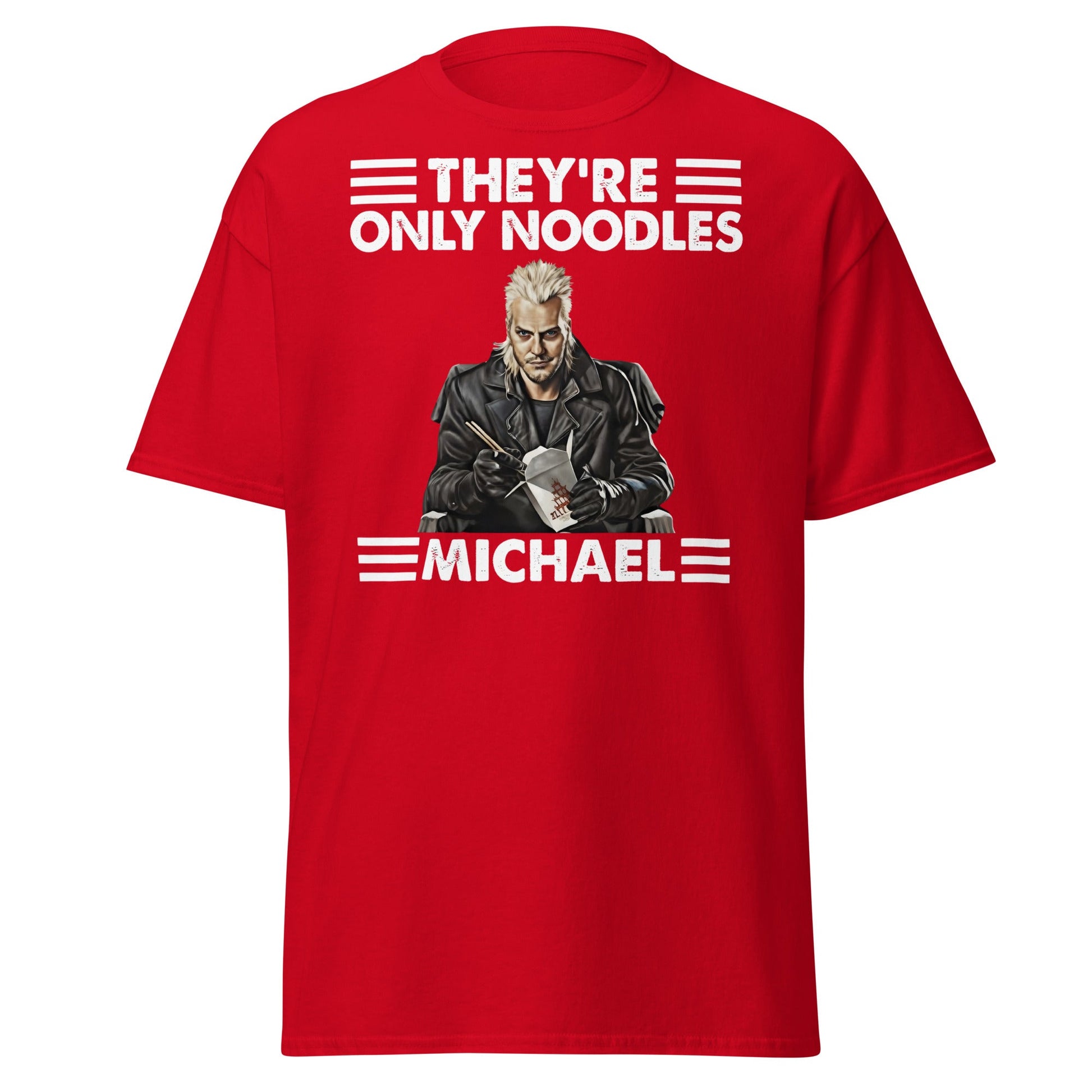They're Only Noodles Michael Shirt | Cult Horror Movie Tee - Red - T-Shirts Online