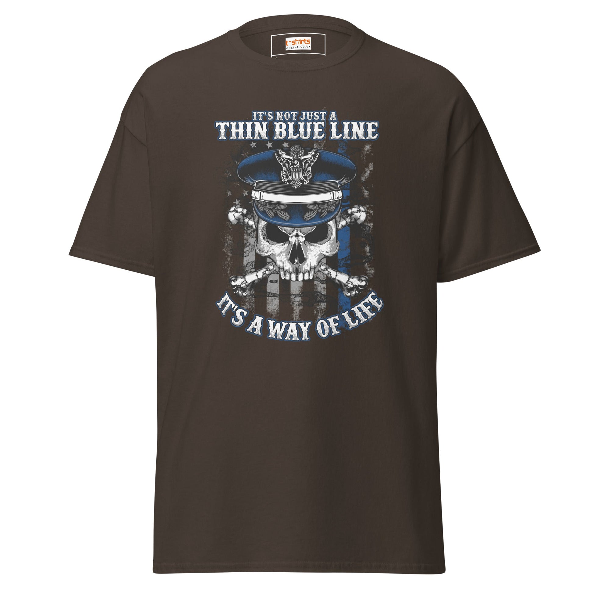 Thin Blue Line | Police T-Shirt - Dark Chocolate - T-Shirts Online