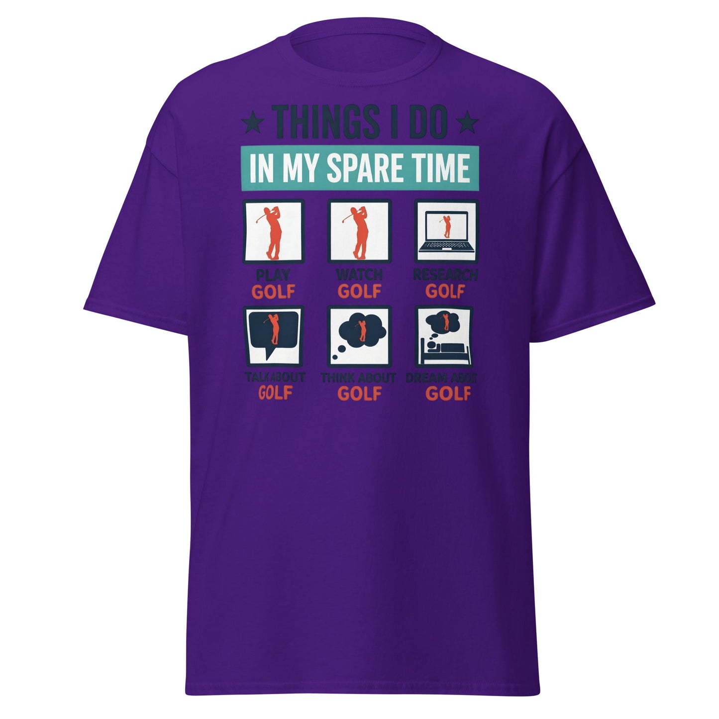 Things I Do In My Spare Time Golf T-Shirt - Funny Golfer Gift - Purple - T-Shirts Online
