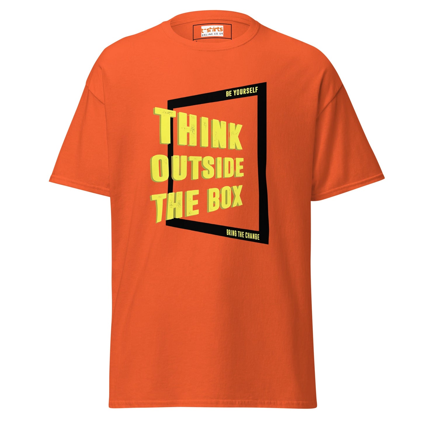 Think Outside The Box T-Shirt | Motivate T-Shirt - Orange - T-Shirts Online