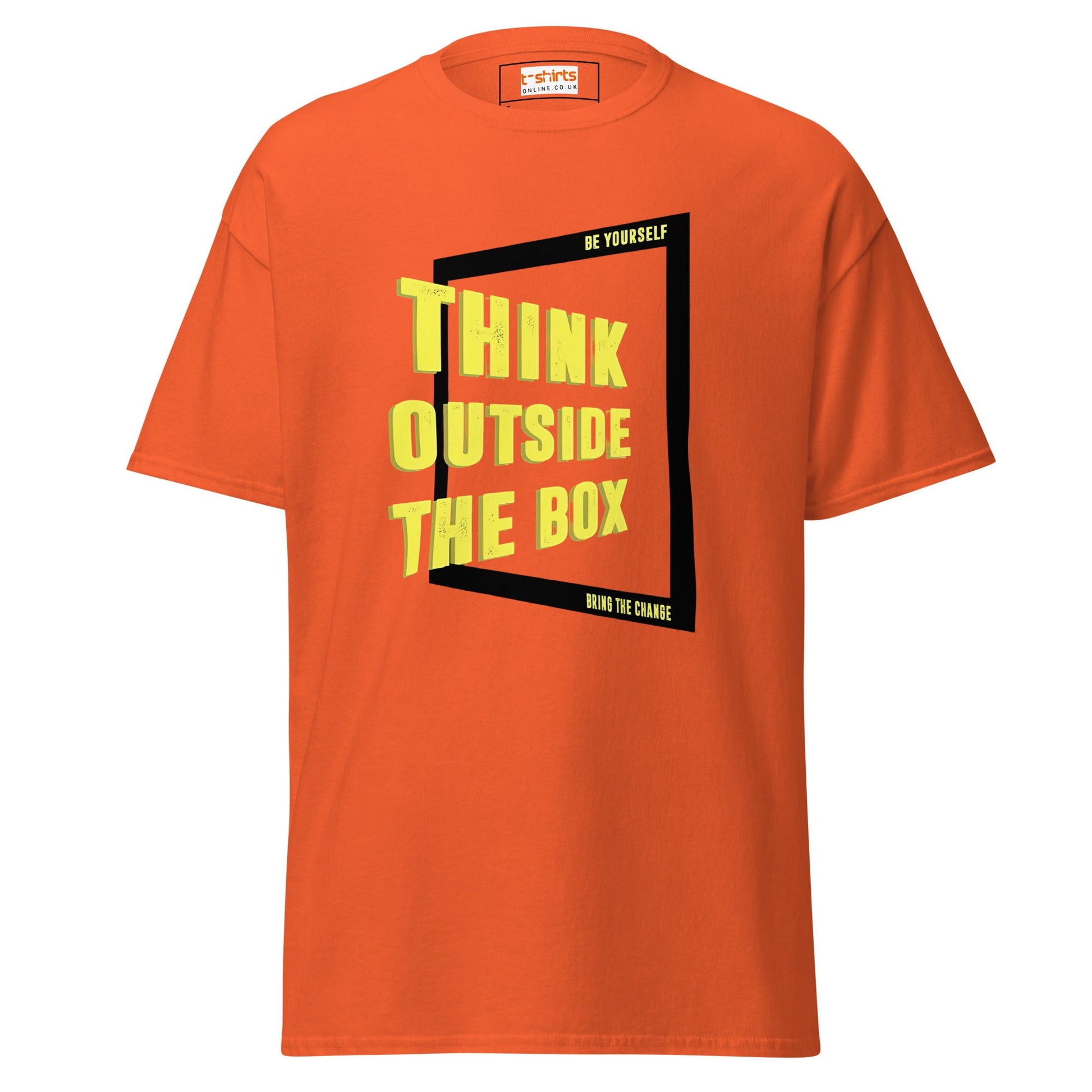 Think Outside The Box T-Shirt | Motivate T-Shirt - Orange - T-Shirts Online