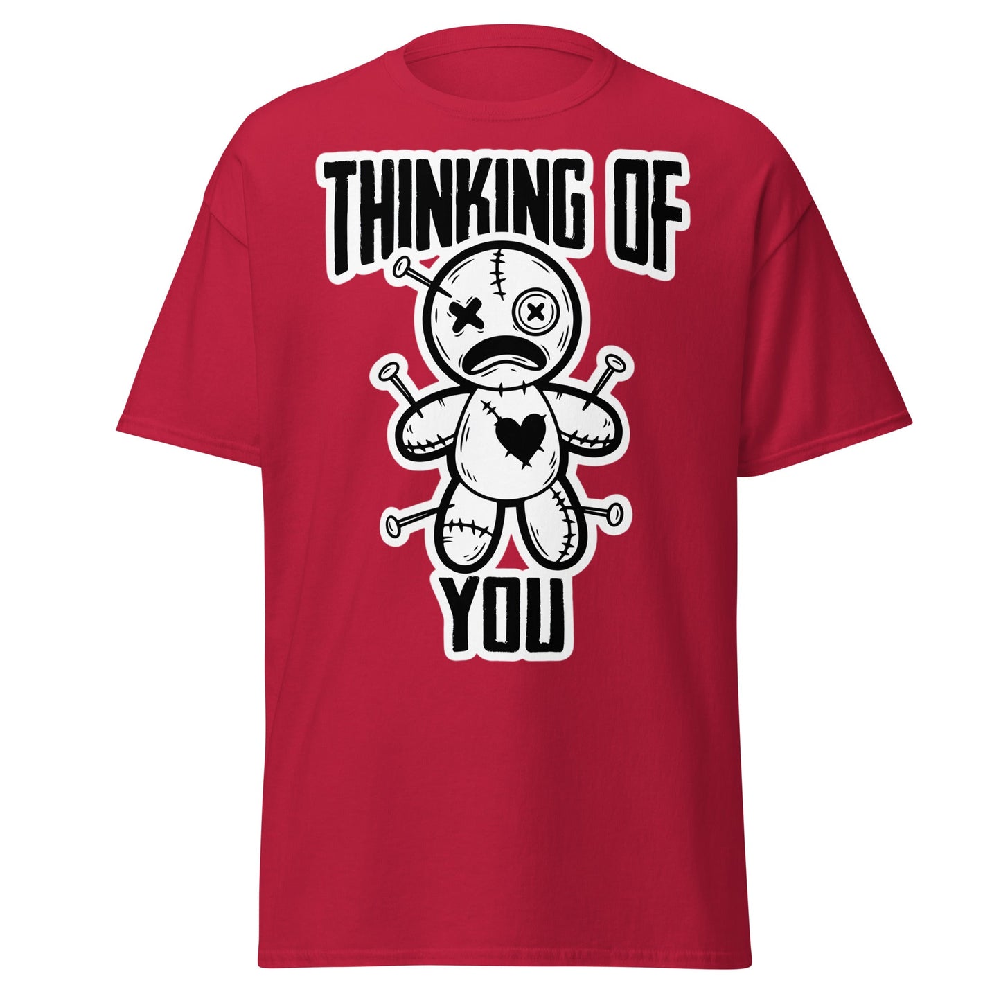 Thinking of You Voodoo Doll T-Shirt - Dark Humor Graphic Tee - Cardinal - T-Shirts Online