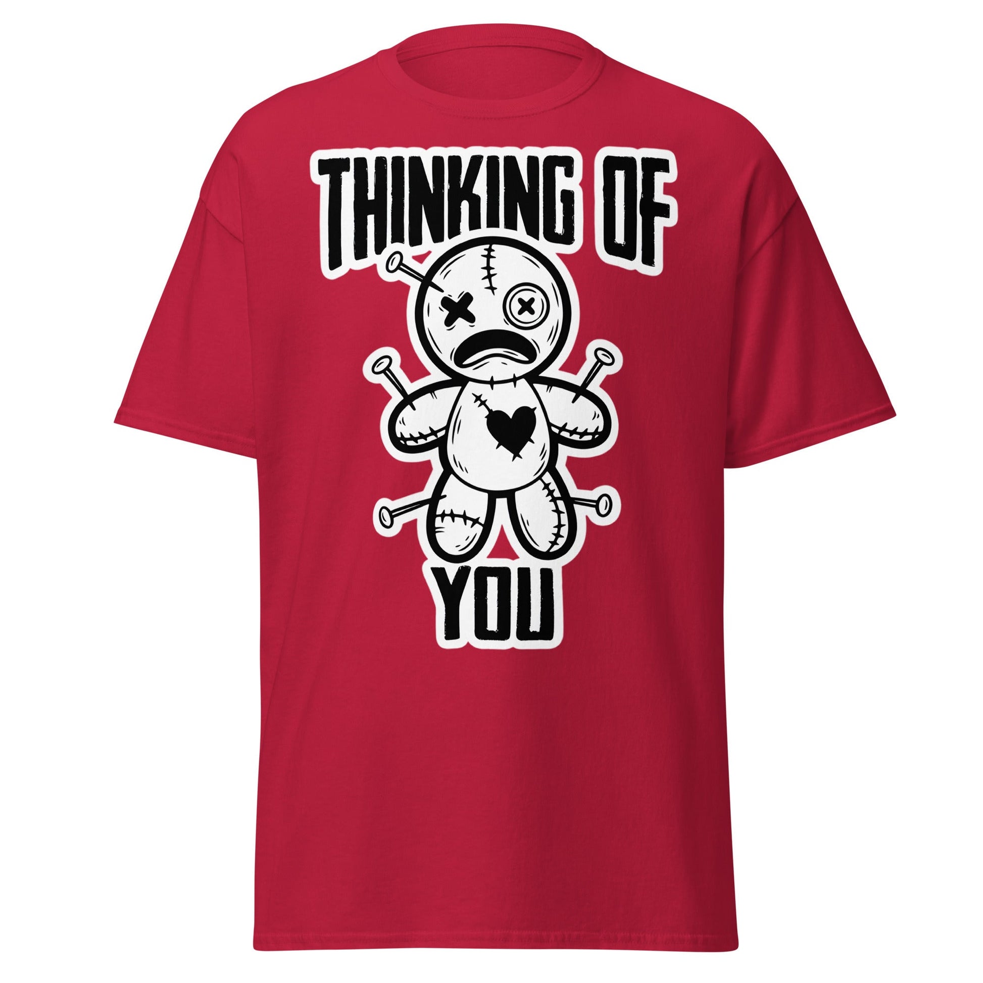 Thinking of You Voodoo Doll T-Shirt - Dark Humor Graphic Tee - Cardinal - T-Shirts Online
