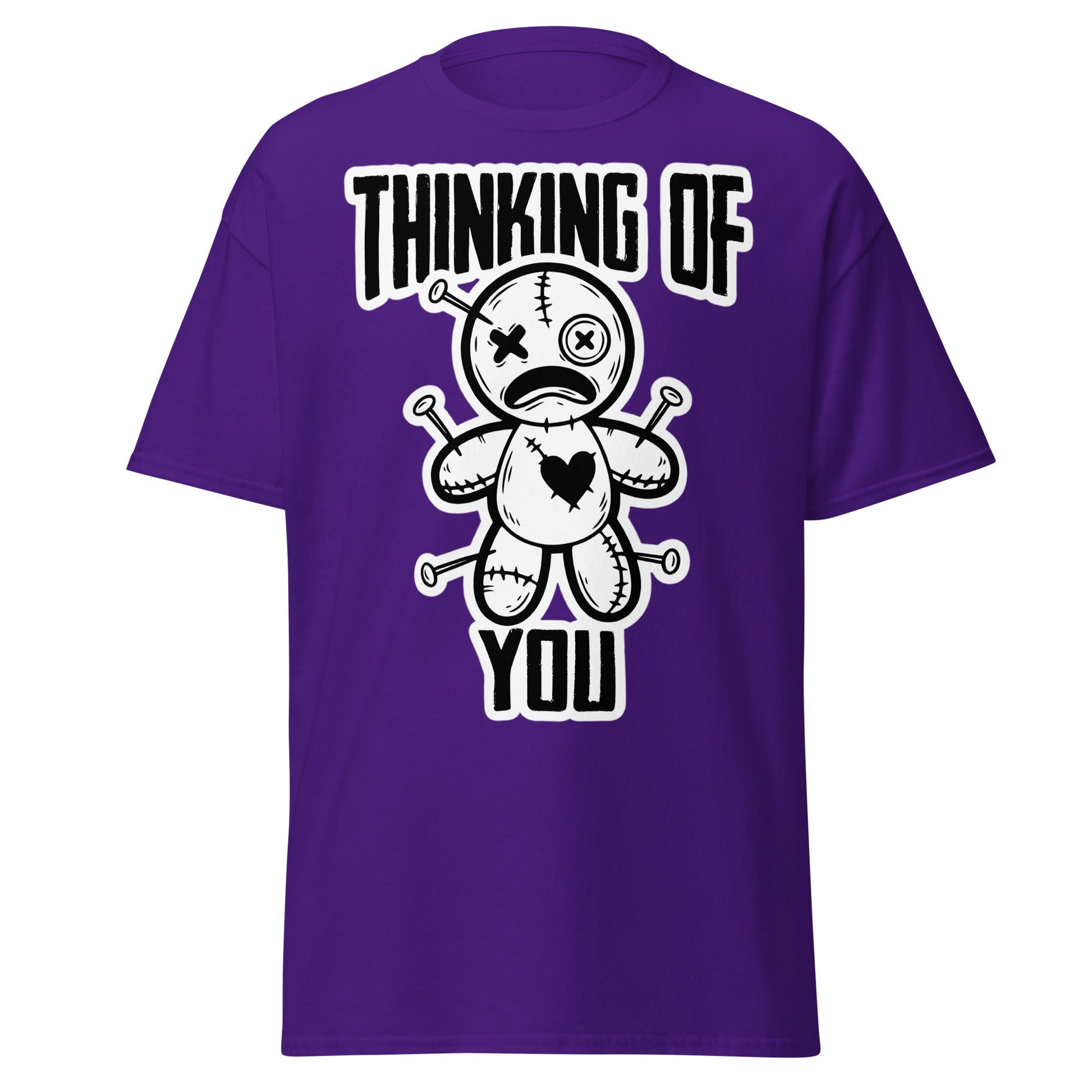 Thinking of You Voodoo Doll T-Shirt - Dark Humor Graphic Tee - Purple - T-Shirts Online