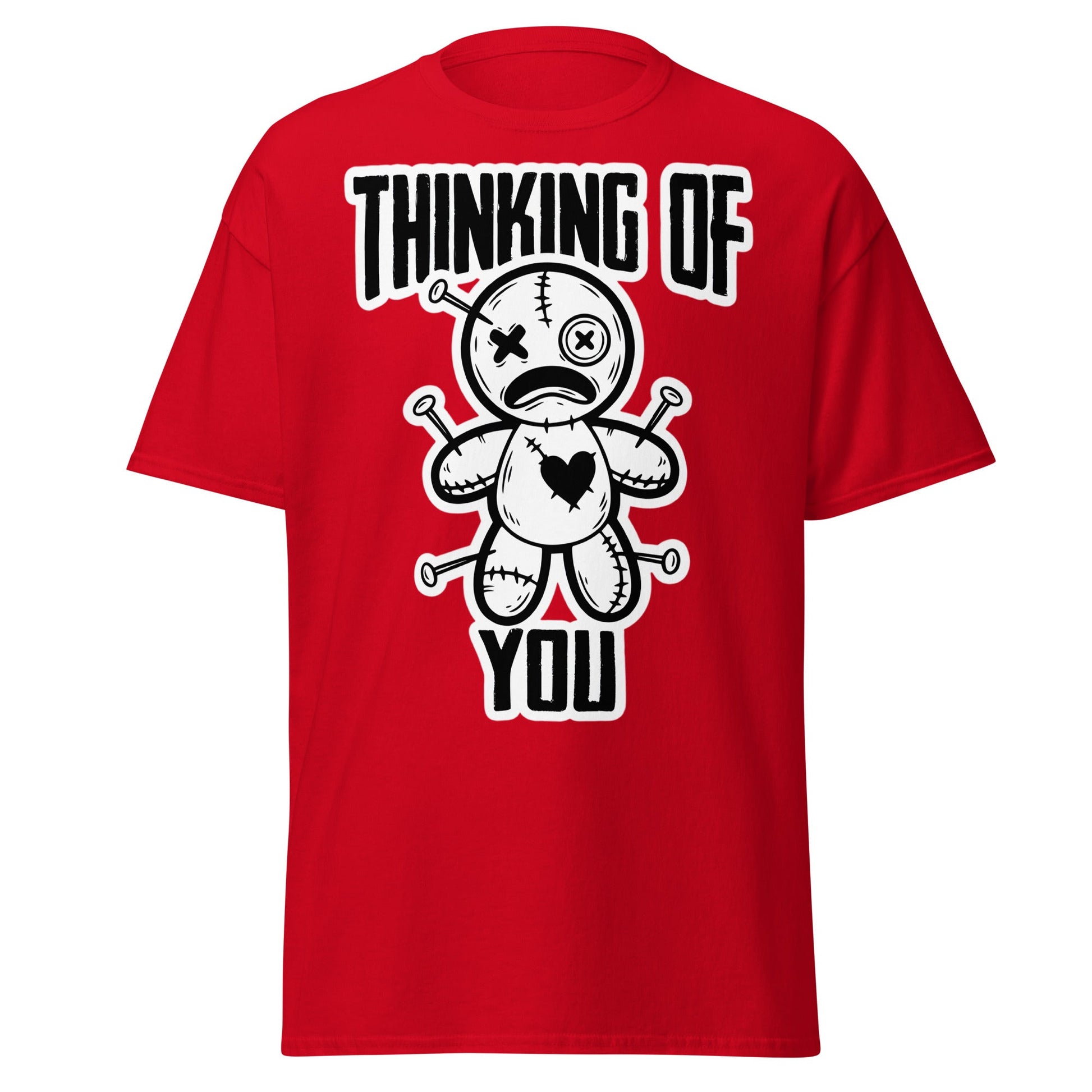Thinking of You Voodoo Doll T-Shirt - Dark Humor Graphic Tee - Red - T-Shirts Online