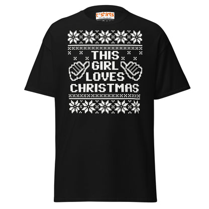 This Girl Loves Christmas T-Shirt | Festive Holiday Tee - Black - T-Shirts Online