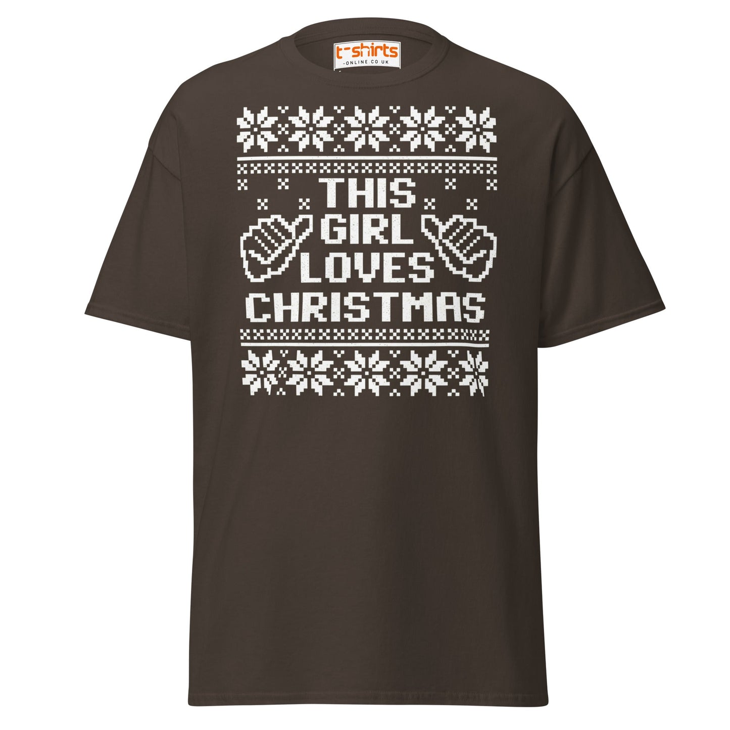 This Girl Loves Christmas T-Shirt | Festive Holiday Tee - Dark Chocolate - T-Shirts Online