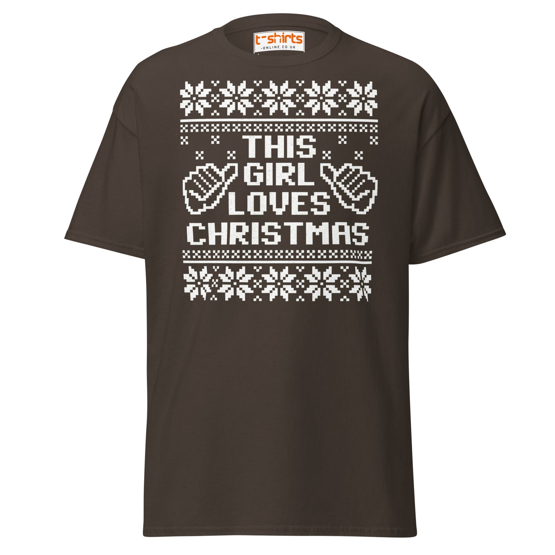 This Girl Loves Christmas T-Shirt | Festive Holiday Tee - Dark Chocolate - T-Shirts Online