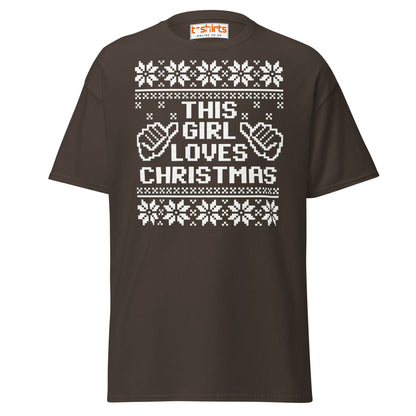 This Girl Loves Christmas T-Shirt | Festive Holiday Tee - Dark Chocolate - T-Shirts Online