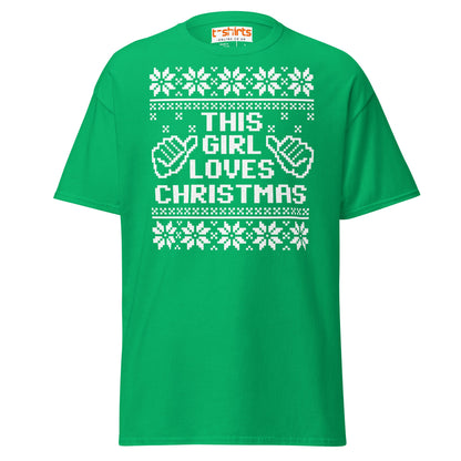 This Girl Loves Christmas T-Shirt | Festive Holiday Tee - Irish Green - T-Shirts Online