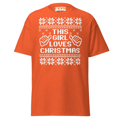 This Girl Loves Christmas T-Shirt | Festive Holiday Tee - Orange - T-Shirts Online