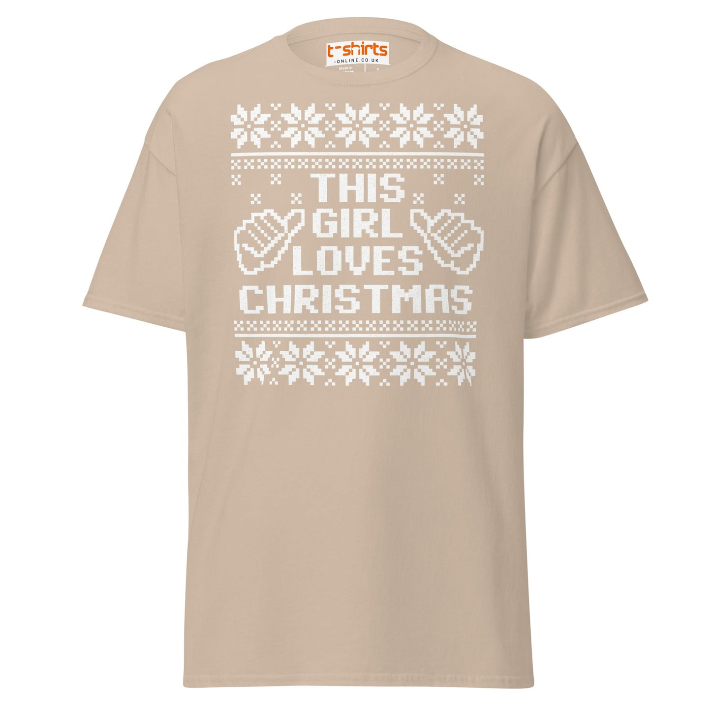 This Girl Loves Christmas T-Shirt | Festive Holiday Tee - Sand - T-Shirts Online