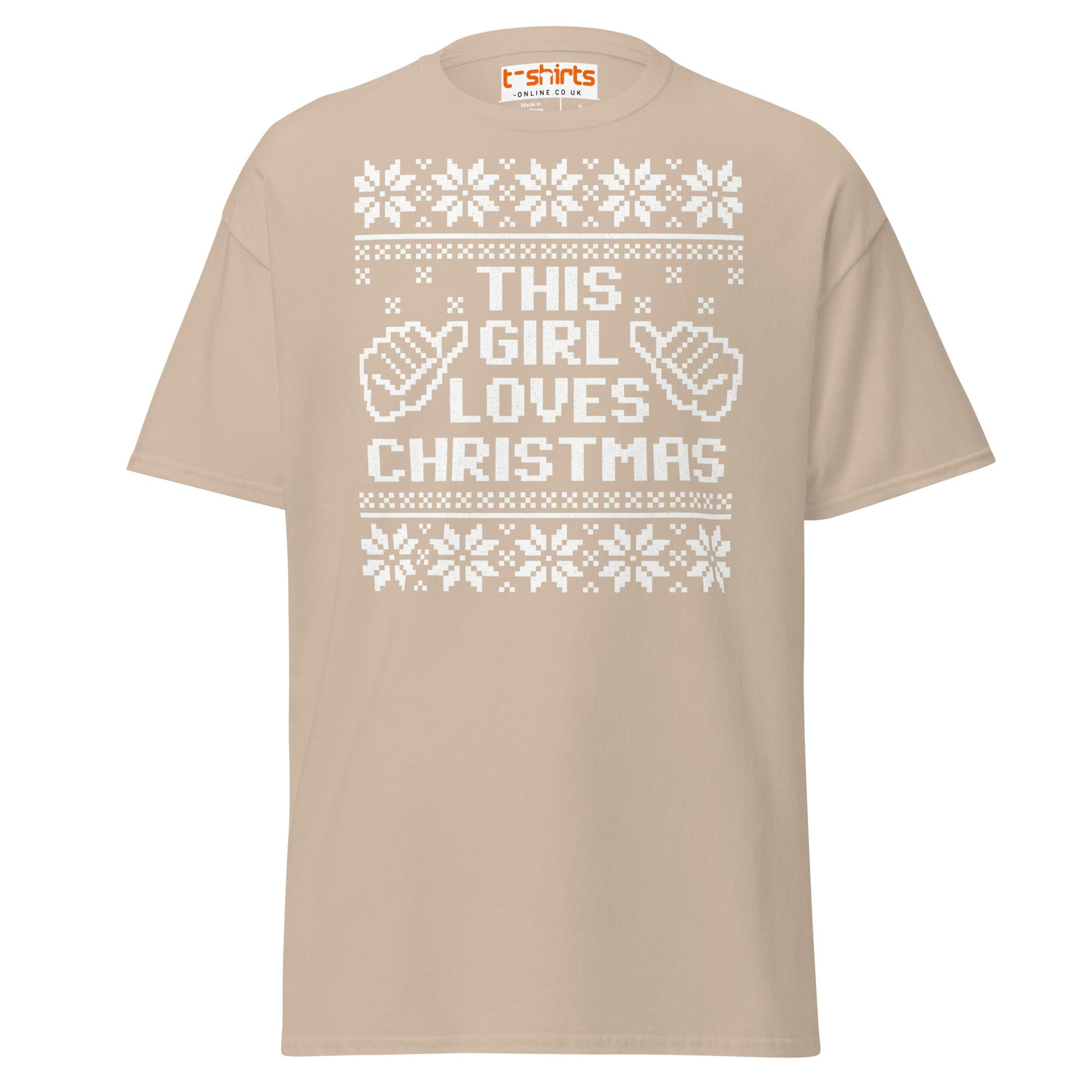 This Girl Loves Christmas T-Shirt | Festive Holiday Tee - Sand - T-Shirts Online