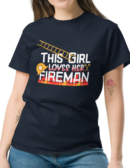 This Girl Loves | Firefighter T-Shirt - Black - T-Shirts Online