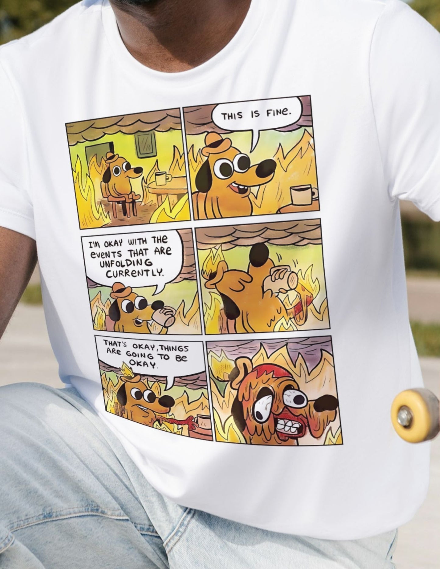 This is Fine | Meme T-Shirt - Black - T-Shirts Online