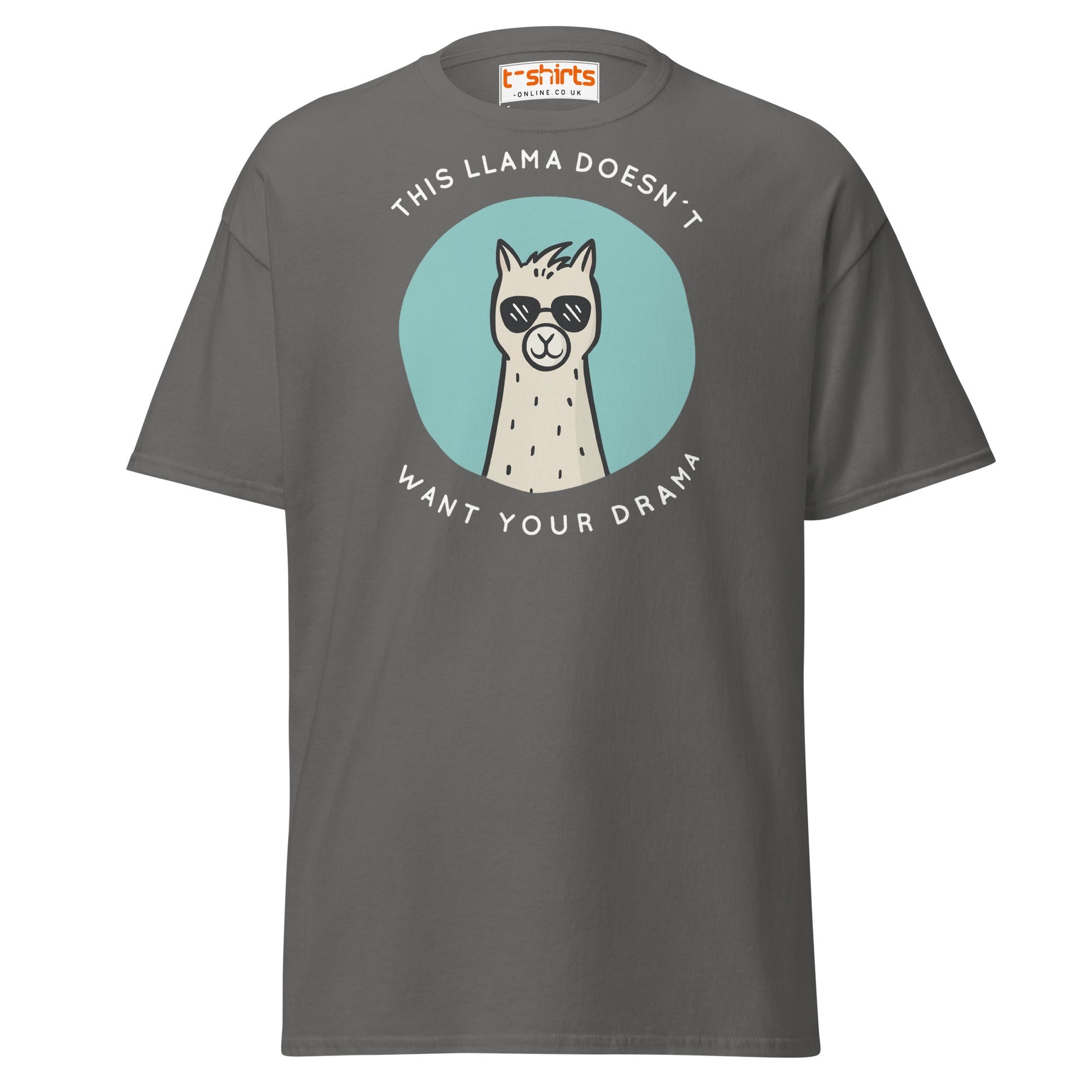 This Llama Doesn’t Want Your Drama T-Shirt – Funny Tee - Charcoal - T-Shirts Online