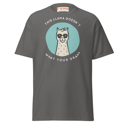 This Llama Doesn’t Want Your Drama T-Shirt – Funny Tee - Charcoal - T-Shirts Online