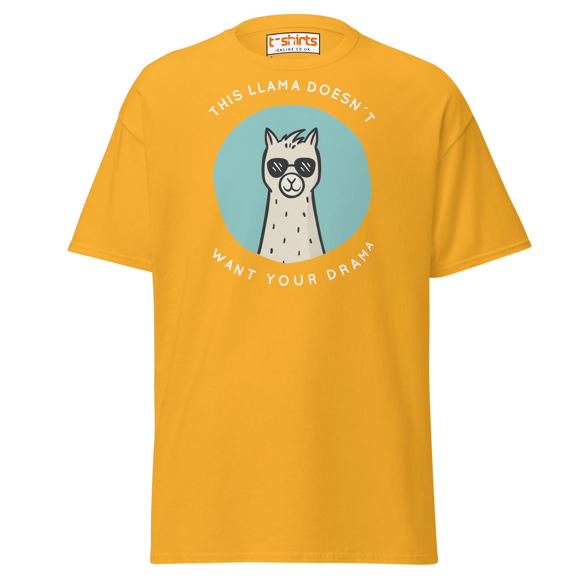 This Llama Doesn’t Want Your Drama T-Shirt – Funny Tee - Gold - T-Shirts Online