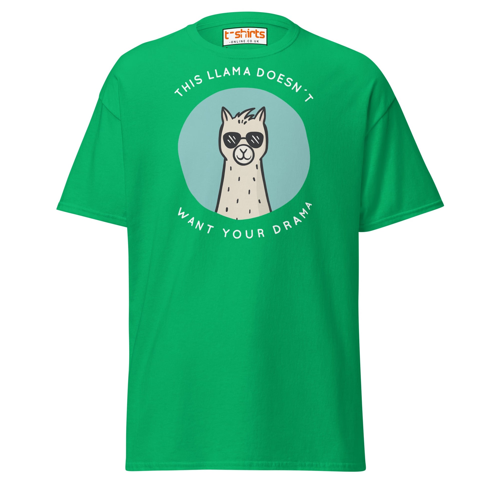 This Llama Doesn’t Want Your Drama T-Shirt – Funny Tee - Irish Green - T-Shirts Online
