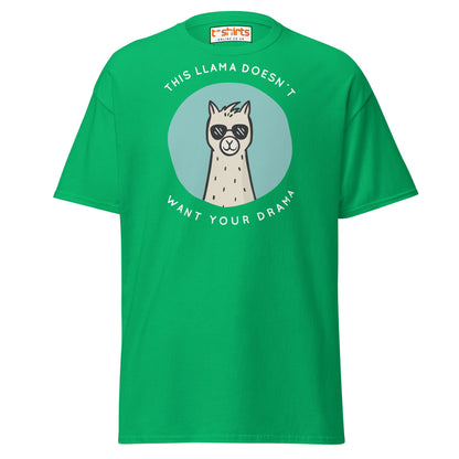 This Llama Doesn’t Want Your Drama T-Shirt – Funny Tee - Irish Green - T-Shirts Online