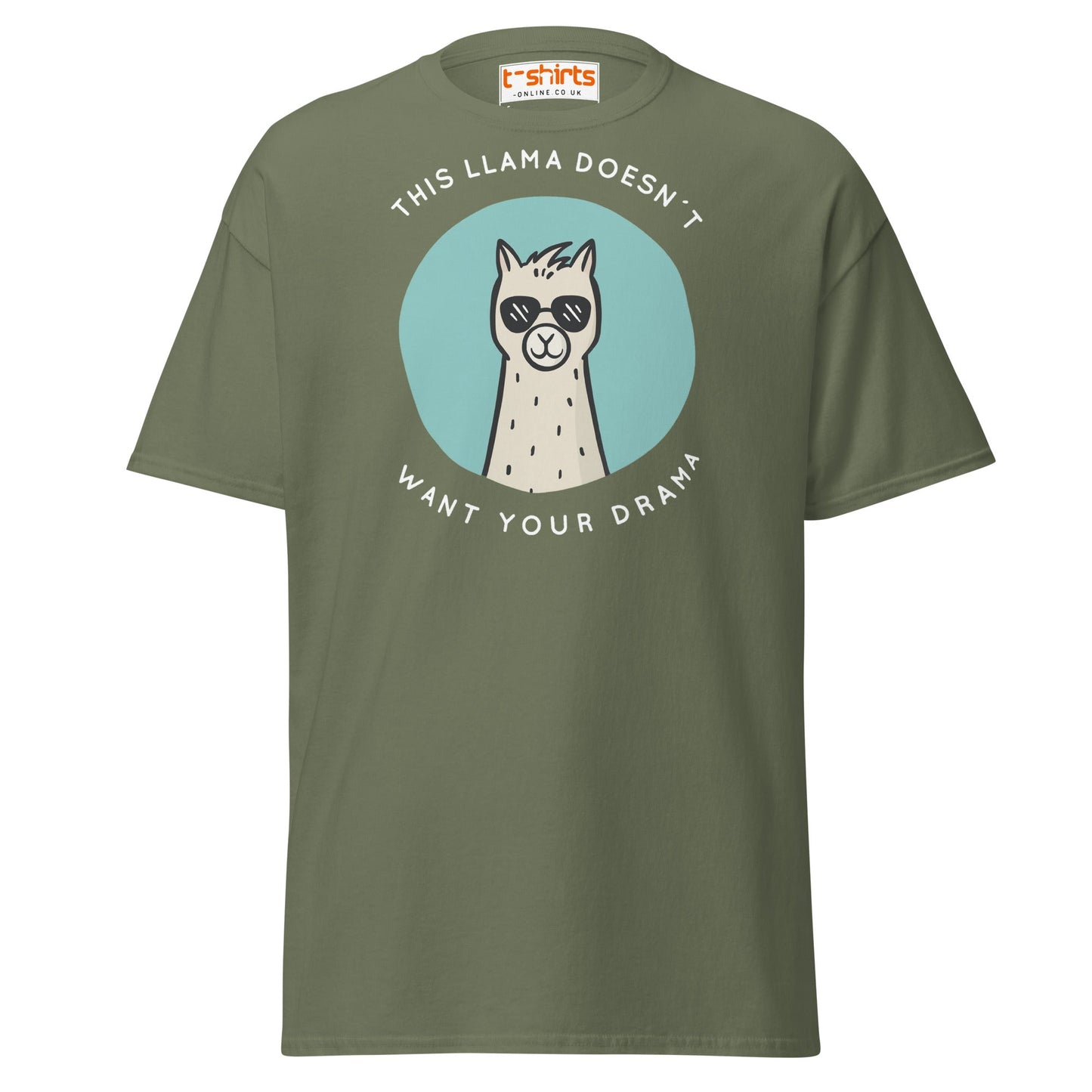 This Llama Doesn’t Want Your Drama T-Shirt – Funny Tee - Military Green - T-Shirts Online