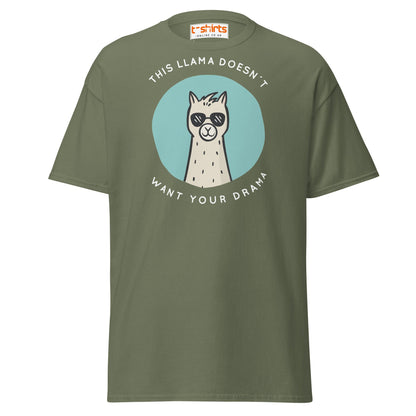This Llama Doesn’t Want Your Drama T-Shirt – Funny Tee - Military Green - T-Shirts Online