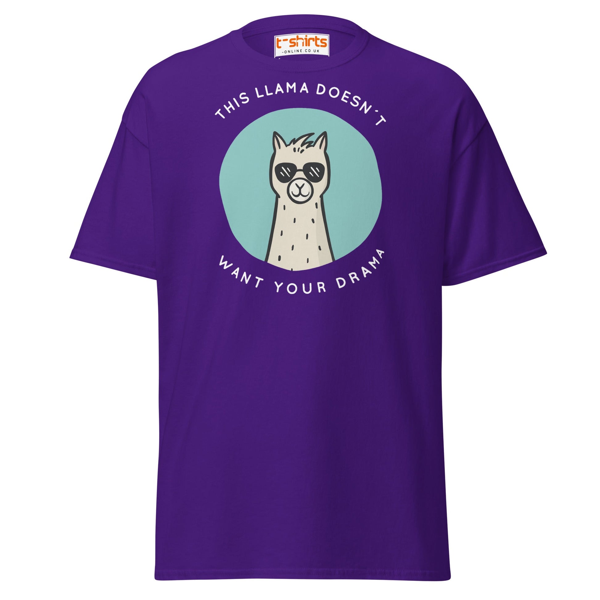 This Llama Doesn’t Want Your Drama T-Shirt – Funny Tee - Purple - T-Shirts Online