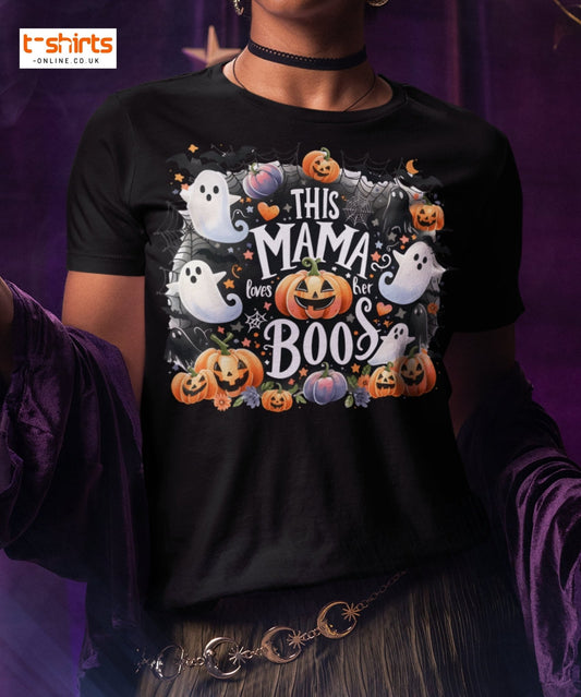 This Mama Loves Her Boos T-Shirt | Cute Halloween Tee - Black - T-Shirts Online