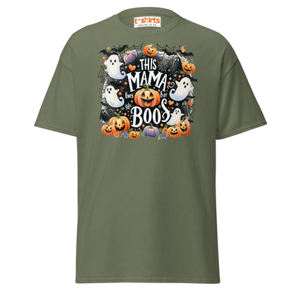 This Mama Loves Her Boos T-Shirt | Cute Halloween Tee - Military Green - T-Shirts Online